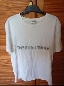Saint Laurent reverse writing T.Shirt and Dash & Dot crepe shirt