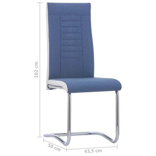 Cantilever Dining Chairs 2 pcs Blue Fabric