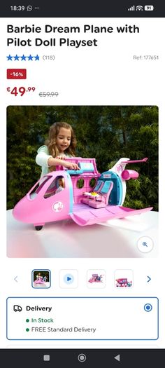 Barbie Aeroplane with Barbie Pilot.