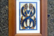 Glass painting, Celtic Seahorse.Celtic Illuminations picture.Home decor.Gift
