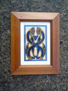Glass painting, Celtic Seahorse.Celtic Illuminations picture.Home decor.Gift