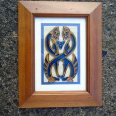 Glass painting, Celtic Seahorse.Celtic Illuminations picture.Home decor.Gift