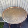 vintage Handcrafted Moroccan Brass Tray Table: Foldable Wooden Stand Image 2