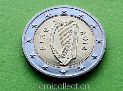 Ireland 2014 year Uncirculated 2 Euro coin.