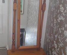 Solid Pine Cheval Mirror with Drawer