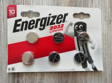 6 x Energiser CR2032 3V Lithium Coin Cell Battery