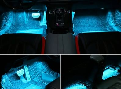 4pcs RGB LED Atmosphere Lamp Set for Car - High Brightness, Long Lifespan, USB-Powered