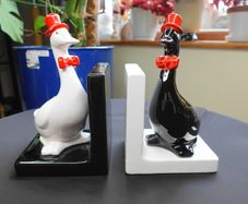 Vintage MCM Ceramic Goose Bookends