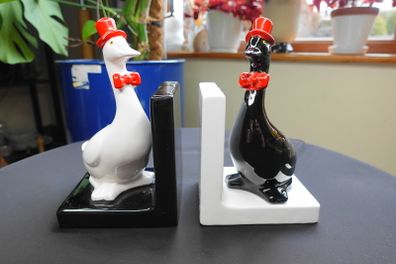 Vintage MCM Ceramic Goose Bookends