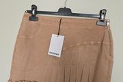 BNWT Bershka Asymmetric Pleated Denim Mini Skirt Tan  Brown