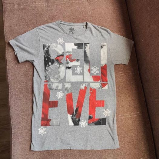 Grey Unisex Christmas T-shirt, size S