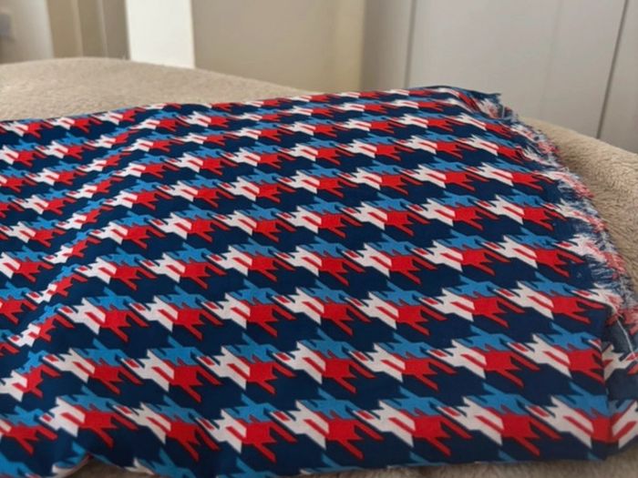 Red Blue & White Houndstooth Fabric
