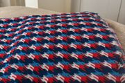 Red Blue &amp; White Houndstooth Fabric