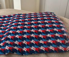 Red Blue & White Houndstooth Fabric