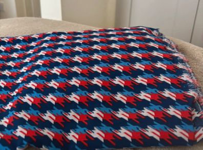 Red Blue & White Houndstooth Fabric