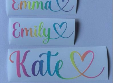 Personalised vinyl decal name stickers school lunchbox bottle notebook iPad