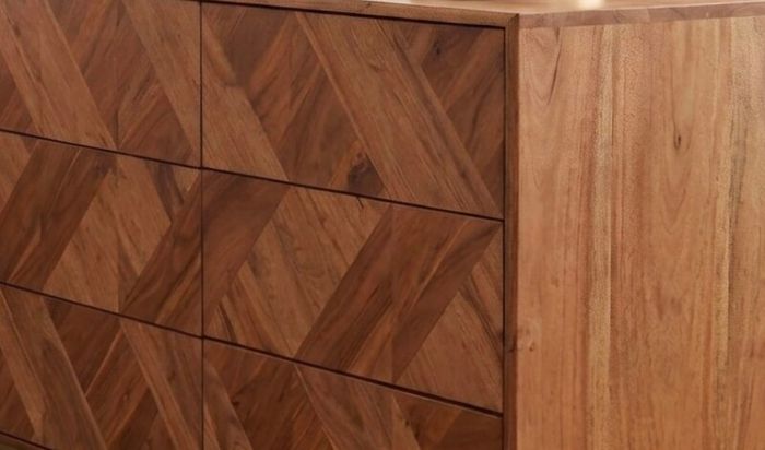 Swoon Norrebro 6 Drawer Chest  Mint Condition Solid Acacia & Brass (Mid Century / West Elm Style)