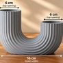 3D Printed U-Shaped Vase, Ash Grey, Modern and Minimalist Ribbed Home Decor Image 4