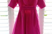 Designer made dress v neck off the shoulder.