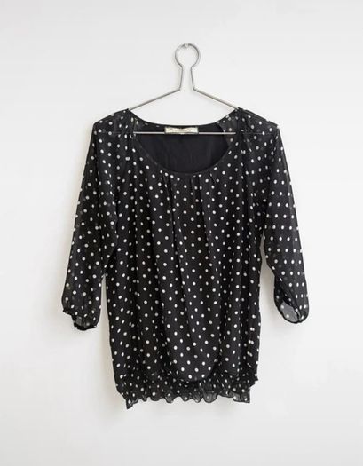 Pre Owned Paco Boutique Black Polka Dot Chiffon Blouse