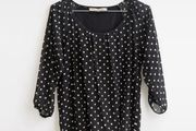Pre Owned Paco Boutique Black Polka Dot Chiffon Blouse