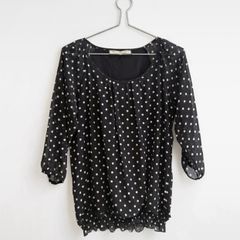 Pre Owned Paco Boutique Black Polka Dot Chiffon Blouse