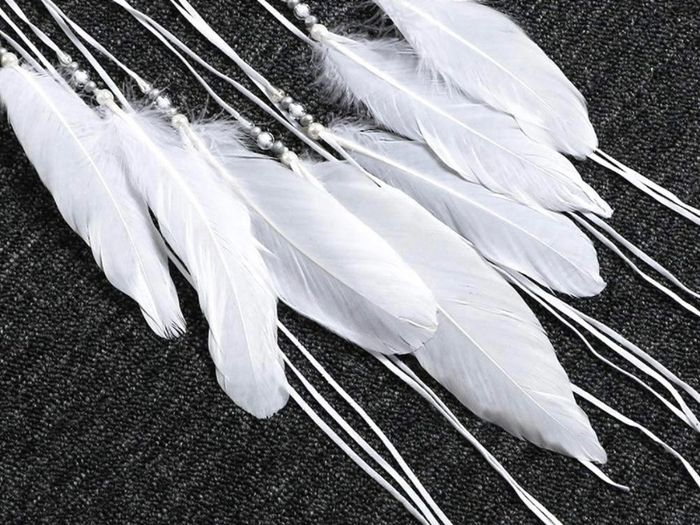 White Dream Catcher Handmade Moon Design with Feathers Dreamcatcher Wall Hanging Home Decoration Ornament Christmas Festival Craft Gift (FREE POSTAGE)