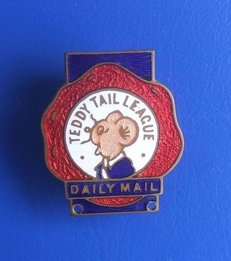TEDDY TAIL LEAGUE (Daily Mail newspaper) - a vintage children's club membership badge (around mid-1930s)