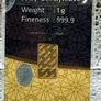 1gram Fine 9999 Gold Bullion IGR Bar. Image 2