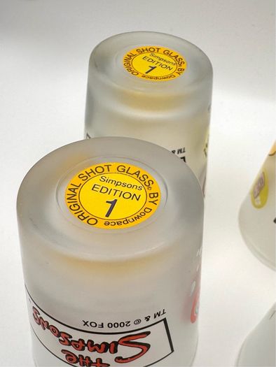 Vintage 2000 The Simpsons Matt Groening Frosted Shot Glasses