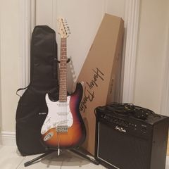 Harley Benton Electric Guitar, Left Handed, with Amplifier, Case & Box