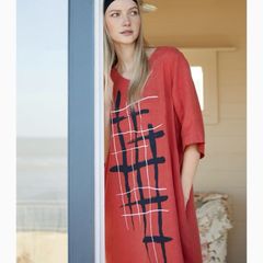 Carolyn Donnelly The Edit Orange Linen Midi Dress Size S