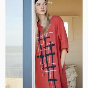 Carolyn Donnelly The Edit Orange Linen Midi Dress Size S