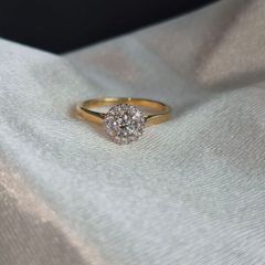 0.50ct Diamond Cluster Engagement Ring 18ct Gold Size K Hallmarked