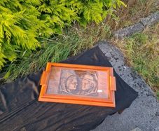 Wood sculpted tea tray postage possible