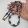 Antique Venetian Style Deep Teal Blue Glass Beads Necklace Image 6