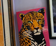 picture Vivid Feline Hand Painted Wall Canvas 40 x 30cm