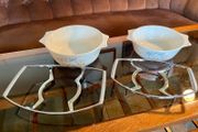 Set of 2 Vintage Corning Ware Pyrosil Chrome Oven to Table Serving Cradles
