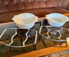 Set of 2 Vintage Corning Ware Pyrosil Chrome Oven to Table Serving Cradles