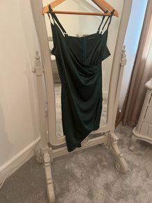 Stunning Bottle Green Asymmetric Dress size 12