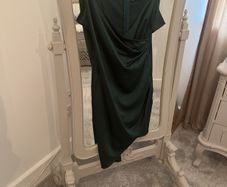 Stunning Bottle Green Asymmetric Dress size 12