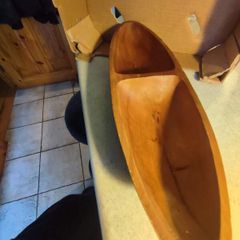 Carved  Wood Boat Tray or Centerpiece divided to 2 halfs.