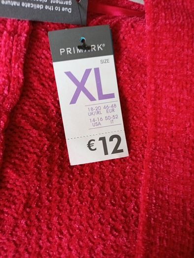 Primark  Red Cardigan.   S.XL - 18-20.   B.N.W.T.