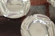 Rare Old Hall Mid-Century Stainless Steel Designer Ash Trays or Pin Dishes.