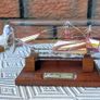 Blown Glass "Arabian Dhow" Sailing Ship Housed in Clear Glass Bottle. Image 3