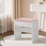 Stool Velvet Dressing Table Matte White-Pastel Pink Image 2