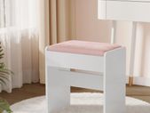 Stool Velvet Dressing Table Matte White-Pastel Pink