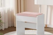 Stool Velvet Dressing Table Matte White-Pastel Pink