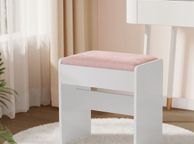 main image for ad Stool Velvet Dressing Table Matte White-Pastel Pink