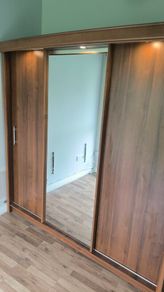 Sliding 3 Door Wardrobe Walnut Colour with lights
